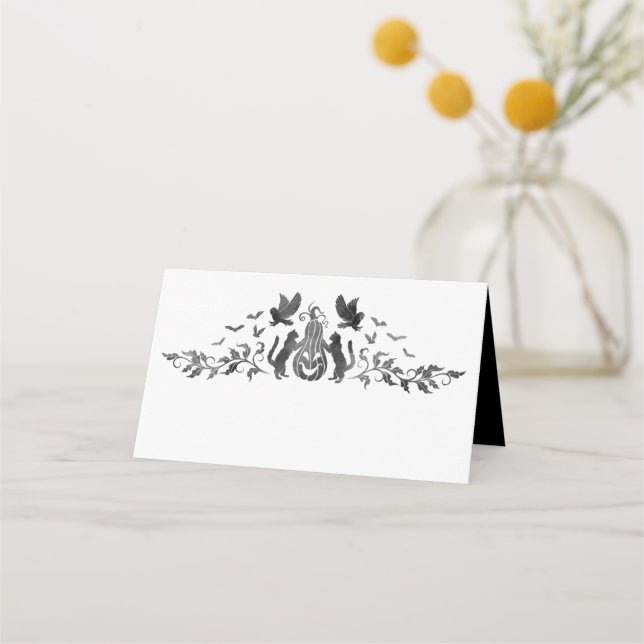 Halloween-Gotische Hochzeitsszendenz-Platzkarte Platzkarte (Vorderseite)