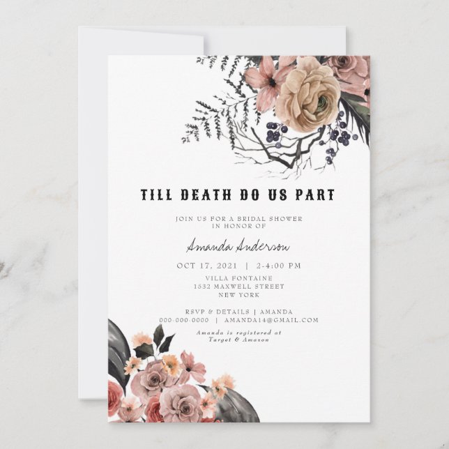 Halloween Gotisches Rosa Brautparty Einladung (Vorderseite)