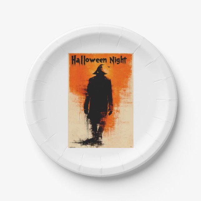 Halloween Graphic - Poster Vibes der 60er Jahre Pappteller (Vorderseite)