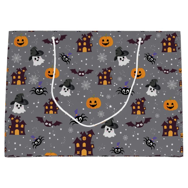 Halloween Grau  Große Geschenktüte (Vorderseite)