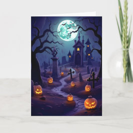 Halloween-Graveyard-Illustration Karte