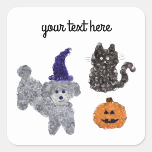 Halloween Gray Poodle #1-4 Stickers