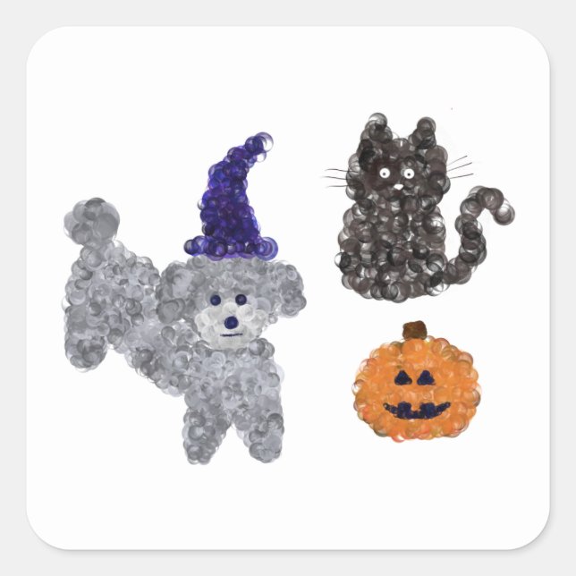 Halloween Gray Poodle #1 Stickers (Vorderseite)