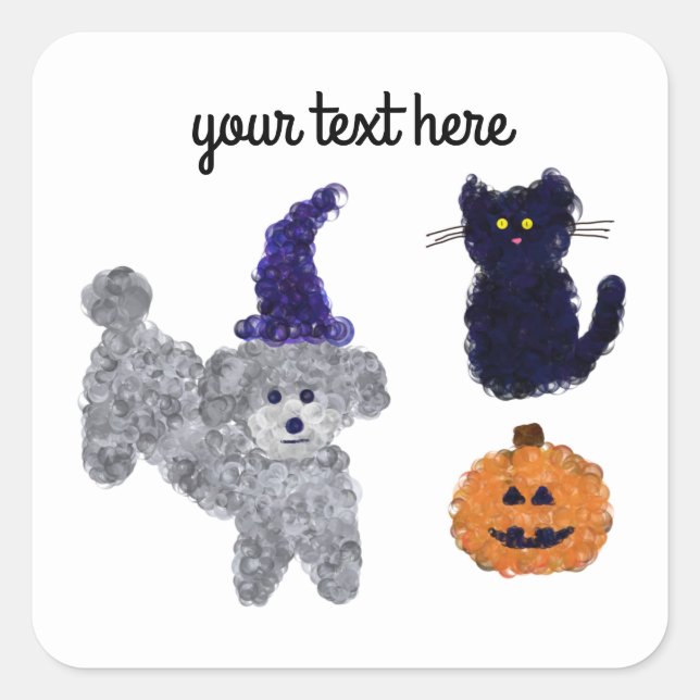 Halloween Gray Poodle #2-3 Stickers (Vorderseite)