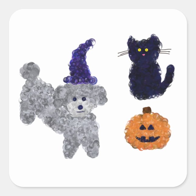 Halloween Gray Poodle #2 Stickers (Vorderseite)