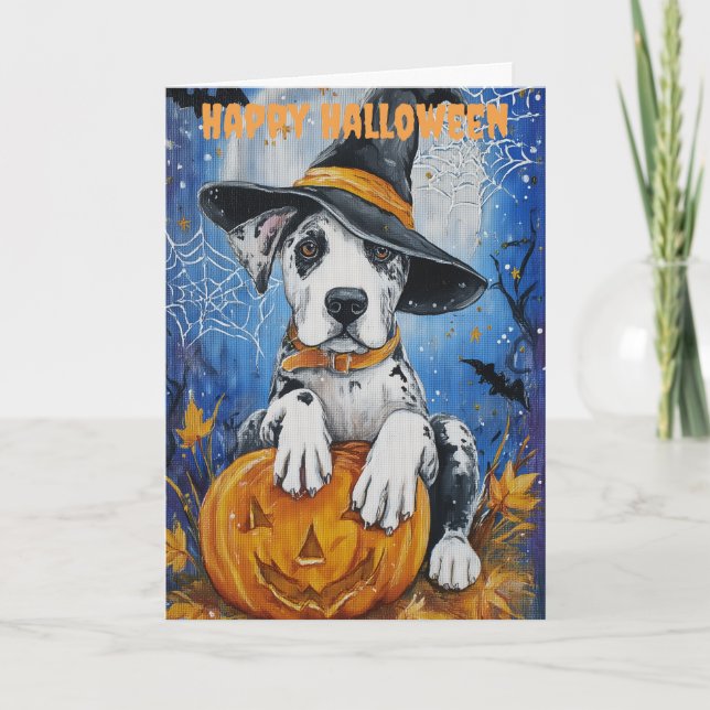 Halloween Great Dane Dog Feiertagskarte (Vorderseite)