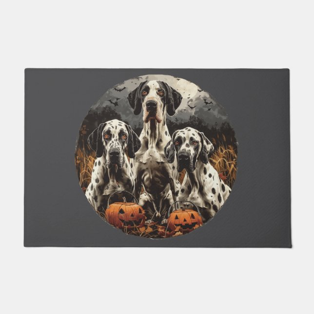 Halloween Great Dane Dogs Kürbislaterne Fußmatte (Vorderseite)
