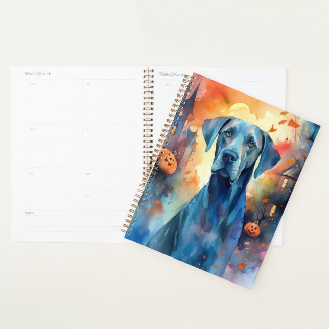 Halloween Great Dane mit Pumpkins Beängstigend Planer (Anzeige)