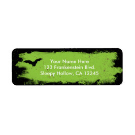 Halloween Green Grunge Bat Party Address Labels
