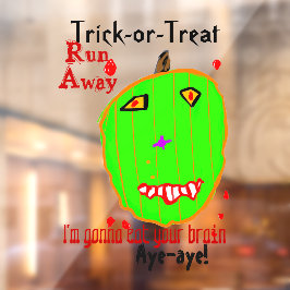 Halloween Green Pumpkin Zombie Fensteraufkleber