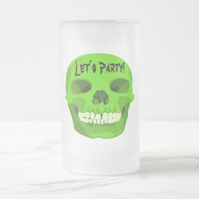 Halloween Green Skull Party Tasse (Mittel)