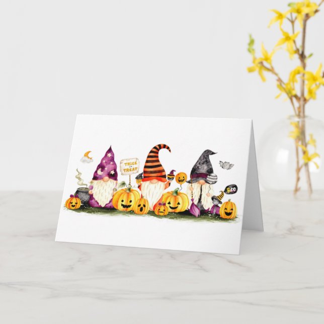 HALLOWEEN GREETING VON COOLEN GNOMES KARTE (Gelbe Blume)