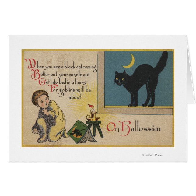 Halloween GreetingBlack Cat (Vorderseite (Horizontal))