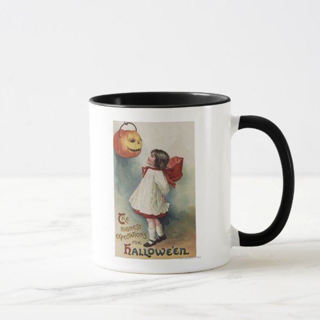 Halloween GreetingGirl in Rot und Weiß Tasse (Rechts)