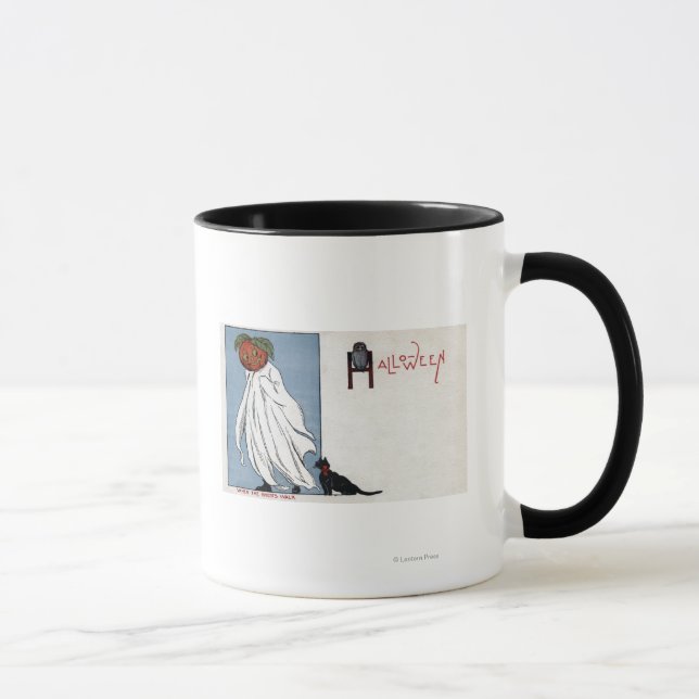Halloween GreetingPumpkin unter Sheet Tasse (Rechts)
