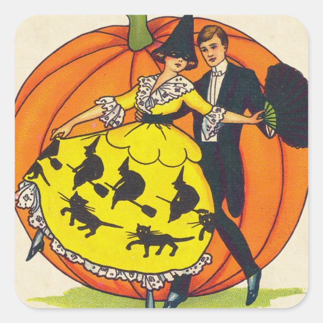 Hallowe'en Greetings Quadratischer Aufkleber (Vorderseite)