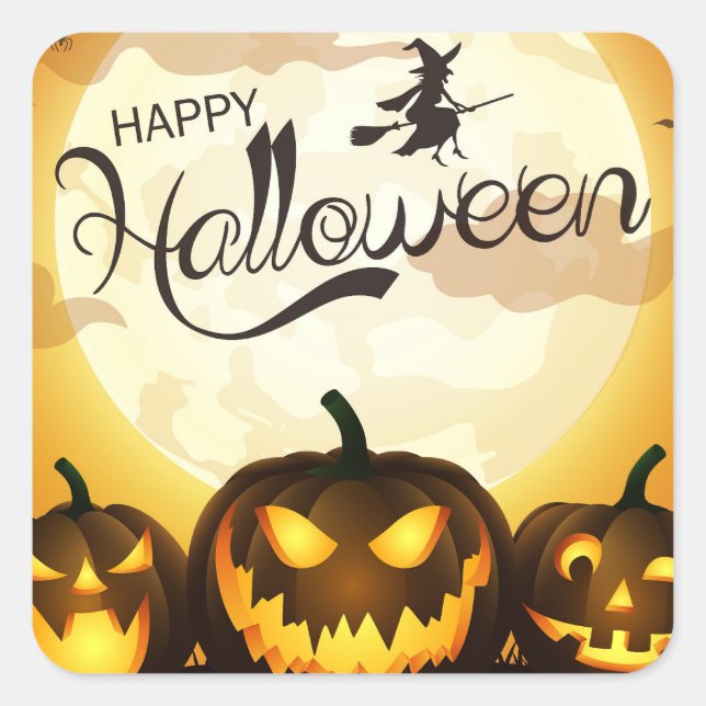 Halloween Greetings Quadratischer Aufkleber (Vorderseite)