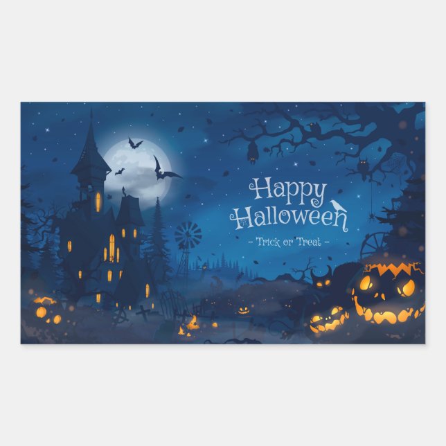Halloween Greetings Rechteckiger Aufkleber (Vorderseite)