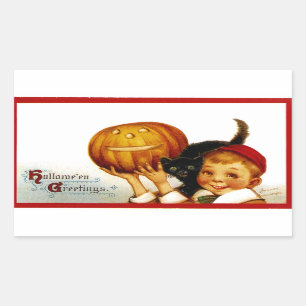 Hallowe'en Greetings Rechteckiger Aufkleber