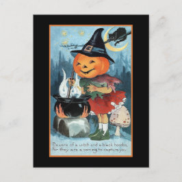 Halloween Greetings Vintag Pumpkin Hexenkrippe Postkarte