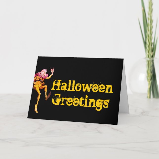 Halloween Greetings Woodland Elf Card Karte (Vorderseite)