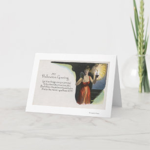 Halloween GreetingWoman mit Kerze Karte
