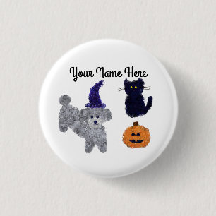 Halloween Grey Poodle #2 Button