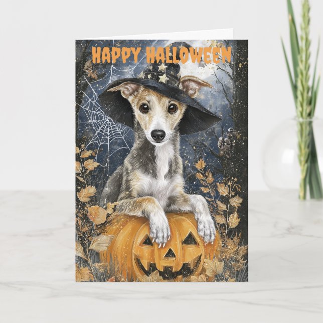 Halloween Greyhound Dog Feiertagskarte (Vorderseite)