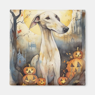 Halloween Greyhound mit Pumpkins Beängstigend Magnet