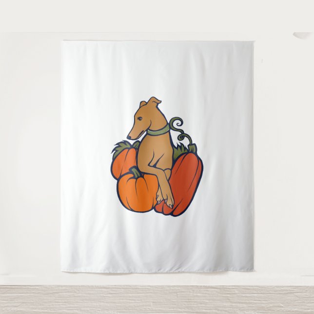 Halloween Greyhound Wandteppich (Vorderseite)
