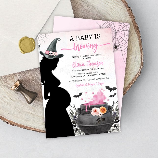 Halloween Gril Baby Shower Baby wird brauen Einladung (Von Creator hochgeladen)