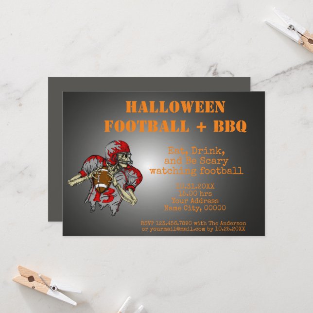 Halloween GRILLEN Einladung (Vorderseite/Rückseite Beispiel)
