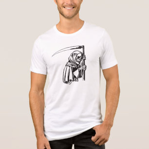 Halloween Grim Sensenmann Black Line Zeichnend Tri-Blend Shirt