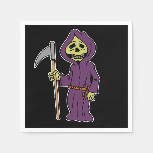 Halloween Grim Sensenmann Cartoon Napkins Serviette (Vorderseite)