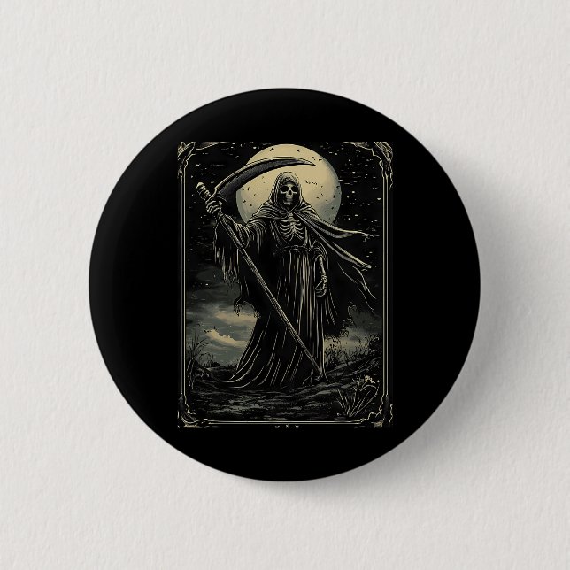 Halloween Grim Sensenmann Gothic Goth Button (Vorderseite)
