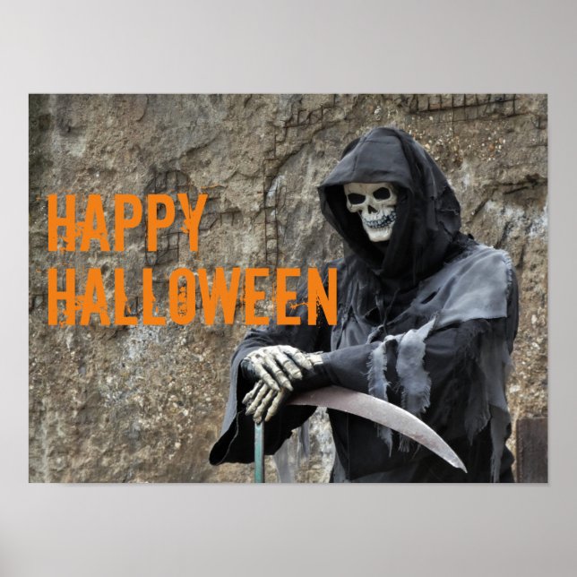 Halloween Grim Sensenmann individuell anpassbar Poster (Vorne)