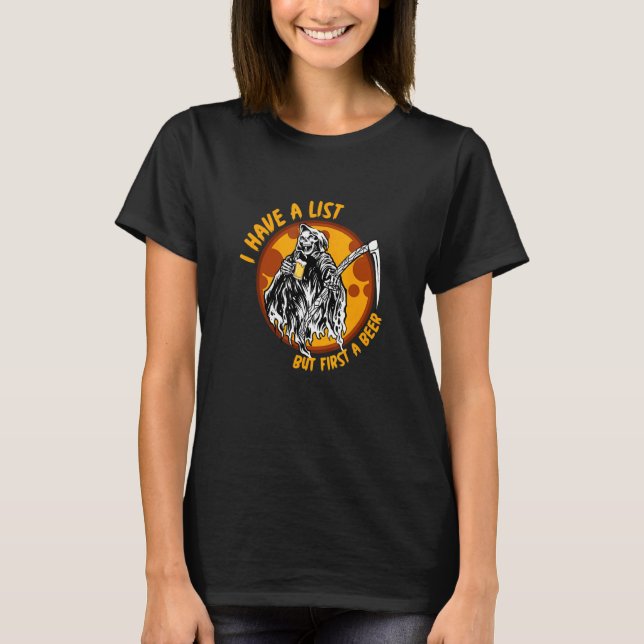 Halloween Grim Sensenmann T-Shirt (Vorderseite)