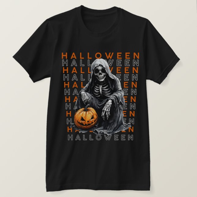 Halloween Grim Sensenmann T-Shirt (Design vorne)