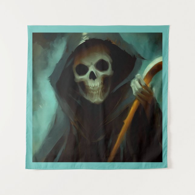 Halloween - Grimischer Sensenmann 1 Wandteppich (Vorderseite)