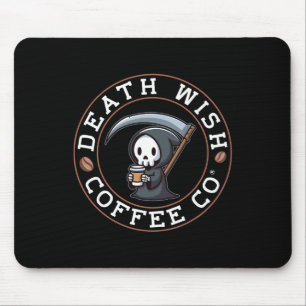 Halloween grimmiger Sensenmann trinkt Kaffee Tod w Mousepad