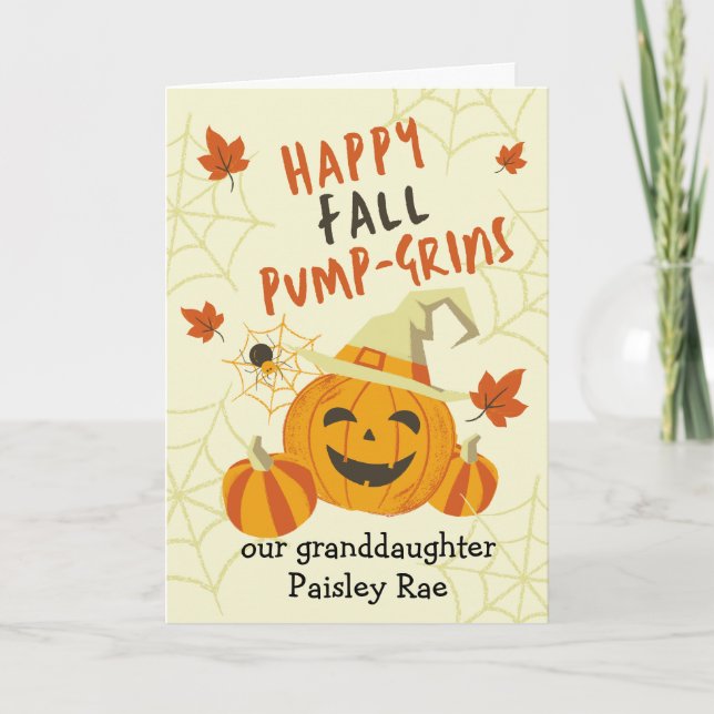 Halloween Grin für Großtochter Niedlich Pumpkin Karte (Vorderseite)