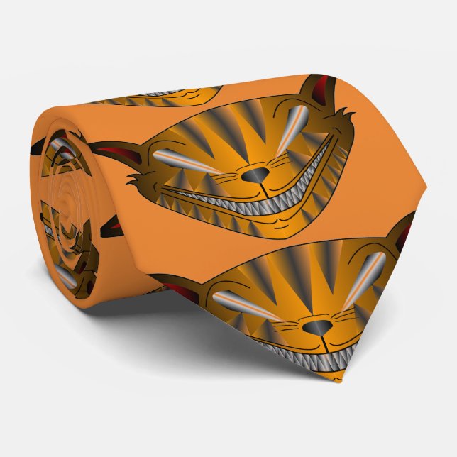 Halloween Grinning Alien Cat Krawatte (Gerollt)
