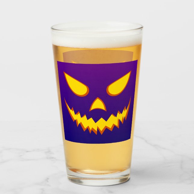 Halloween Grinning Face Kürbislaterne Pumpkin Glas (Vorne (Gefüllt))