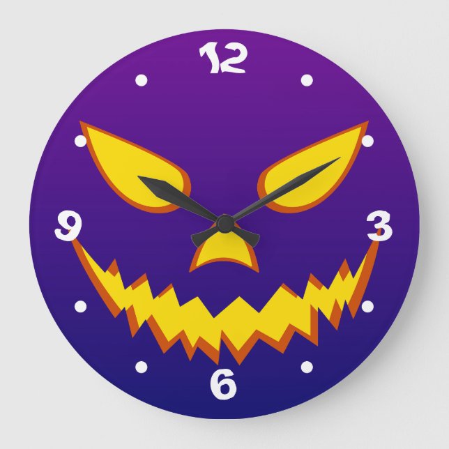 Halloween Grinning Face Kürbislaterne Pumpkin Große Wanduhr (Vorderseite)