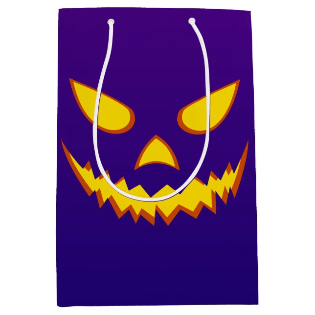 Halloween Grinning Face Kürbislaterne Pumpkin Mittlere Geschenktüte (Vorderseite)