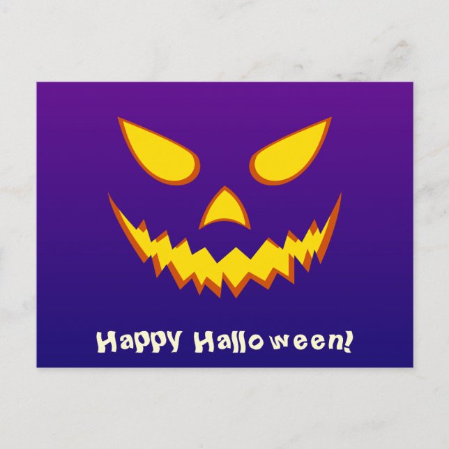 Halloween Grinning Face Kürbislaterne Pumpkin Postkarte (Vorderseite)
