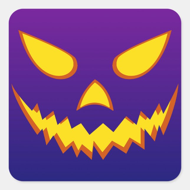 Halloween Grinning Face Kürbislaterne Pumpkin Quadratischer Aufkleber (Vorderseite)