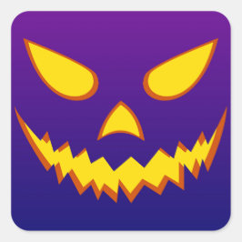 Halloween Grinning Face Kürbislaterne Pumpkin Quadratischer Aufkleber