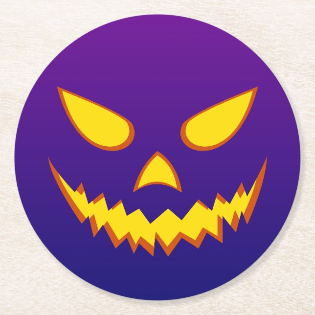 Halloween Grinning Face Kürbislaterne Pumpkin Runder Pappuntersetzer (Vorderseite)