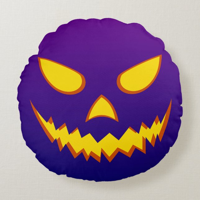 Halloween Grinning Face Kürbislaterne Pumpkin Rundes Kissen (Vorderseite)
